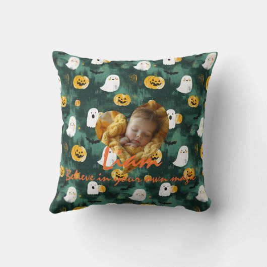 Aangepaste Halloween kussen met naam en foto's (Achterkant)