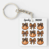 Aangepaste Halloween Leopart Bow Pumpkin Coquette Sleutelhanger (voorkant)
