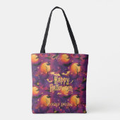 Aangepaste Halloween met heksen, vleermuizen en vo Tote Bag (Achterkant)