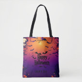 Aangepaste Halloween met vleermuizen en Spooky Sun Tote Bag (Voorkant)