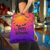 Aangepaste Halloween met vleermuizen en Spooky Sun Tote Bag