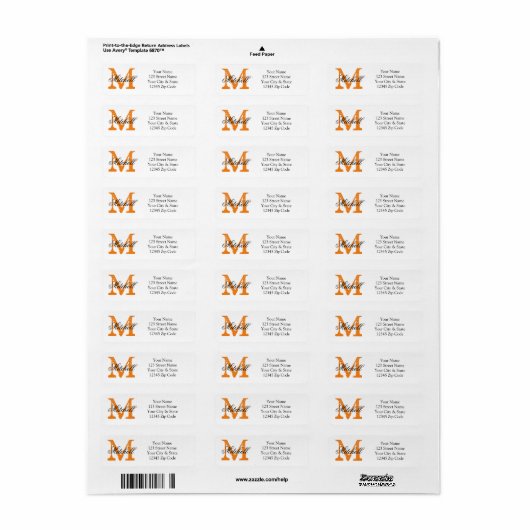 Aangepaste Halloween monogram retour adreslabels Etiket (Full Sheet)