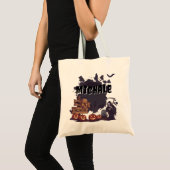 Aangepaste Halloween Naam Grim Reaper & Spooky Pum Tote Bag (Voorkant (product))