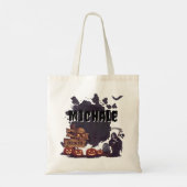 Aangepaste Halloween Naam Grim Reaper & Spooky Pum Tote Bag (Achterkant)