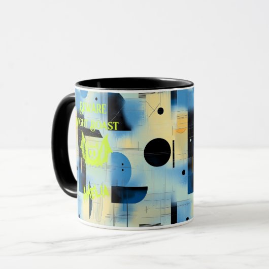 Aangepaste Halloween - Neon Limoen Bat Night Roast Mok (Voorkant links)