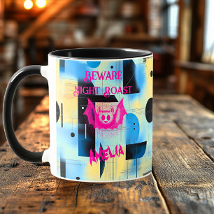 Aangepaste Halloween - Neon Pink Bat Night Roast Mok