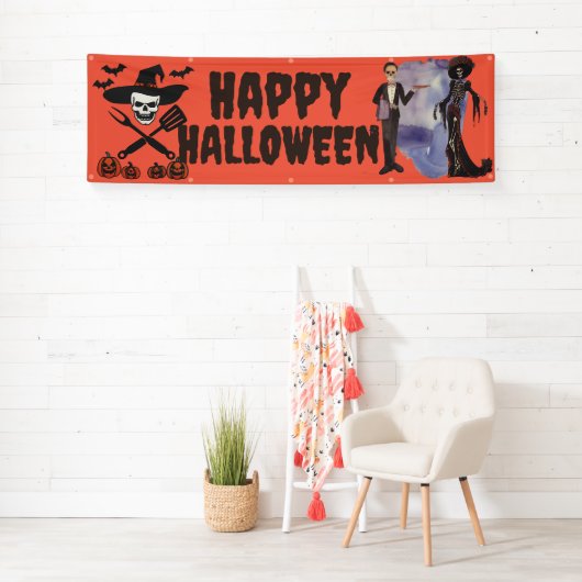 Aangepaste Halloween Party Banners, UGGG Skelton P Spandoek (Insitu)