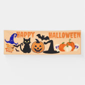 Aangepaste Halloween Party Banners, Zwarte Kat Pom Spandoek (Horizontaal)