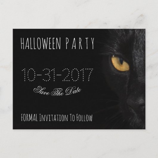 Aangepaste Halloween Party Bewaar de datum Black C Aankondigingskaart (Voorkant)