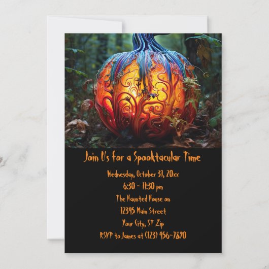 Aangepaste Halloween Party Fancy Pompoen Kaart (Achterkant)