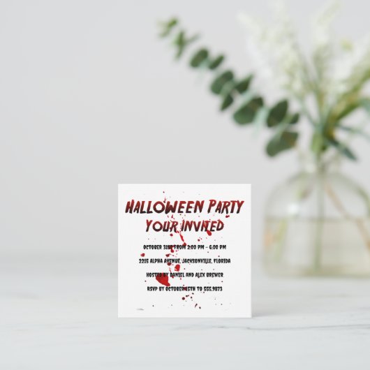 Aangepaste Halloween Party Invite Pyscho Informatiekaartje (Staand voorkant)