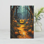 Aangepaste Halloween Party Jack o Lantaarn Pompoen Kaart (Staand voorkant)