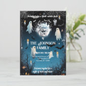 Aangepaste Halloween Party met geesten en Blue Nig Kaart (Staand voorkant)