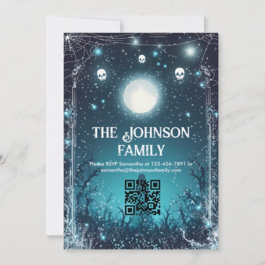 Aangepaste Halloween Party met geesten en Blue Nig Kaart (Achterkant)