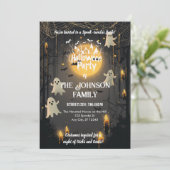 Aangepaste Halloween Party met geesten en kaarslic Kaart (Staand voorkant)