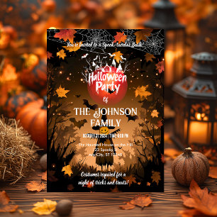 Aangepaste Halloween Party met Herfst Bladeren & V Kaart
