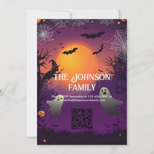 Aangepaste Halloween Party met Spooky Ghosts en Mo Kaart (Achterkant)