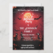 Aangepaste Halloween Party met vleermuizen en rode Kaart (Voorkant)