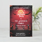 Aangepaste Halloween Party met vleermuizen en rode Kaart (Staand voorkant)