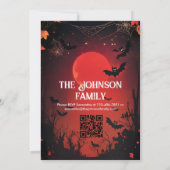 Aangepaste Halloween Party met vleermuizen en rode Kaart (Achterkant)