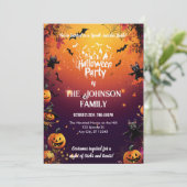 Aangepaste Halloween Party met zwarte katten en po Kaart (Staand voorkant)