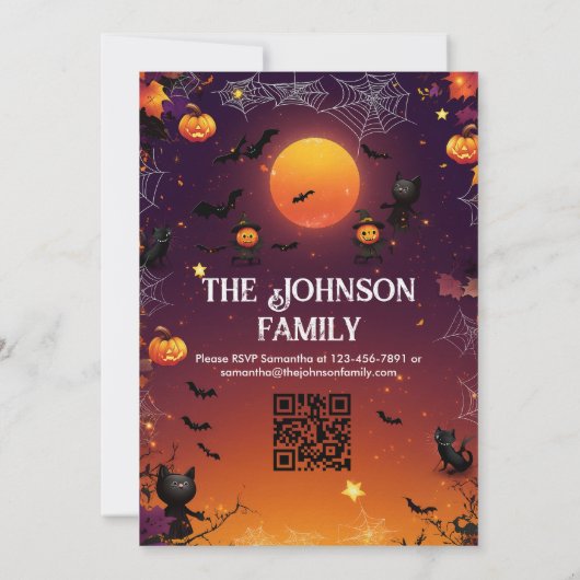 Aangepaste Halloween Party met zwarte katten en po Kaart (Achterkant)