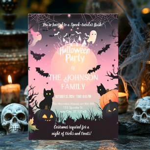 Aangepaste Halloween Party met zwarte katten en ro Kaart