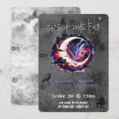 Aangepaste Halloween Party Nodig Creepy Moon uit Kaart (Voorkant / Achterkant)