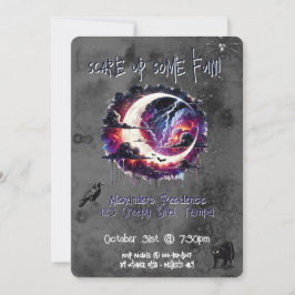 Aangepaste Halloween Party Nodig Creepy Moon uit Kaart