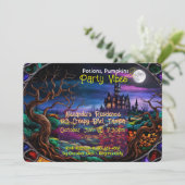 Aangepaste Halloween Party Nodig Haunted House uit Kaart (Staand voorkant)