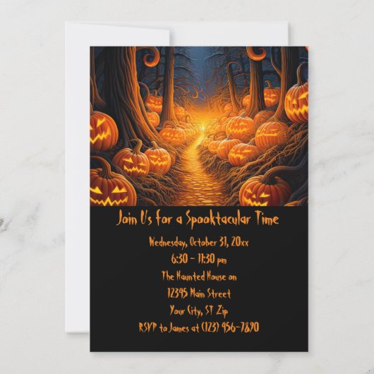 Aangepaste Halloween Party Pompoen Creepy Forest Kaart (Achterkant)