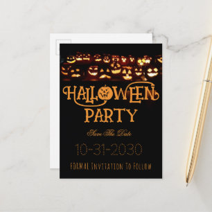 Aangepaste Halloween Party Save De Datum Pompoen Aankondigingskaart