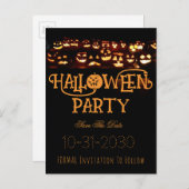 Aangepaste Halloween Party Save De Datum Pompoen Aankondigingskaart (Voorkant / Achterkant)