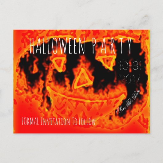 Aangepaste Halloween Party Save The Date Pompoen F Aankondigingskaart (Voorkant)