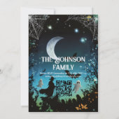 Aangepaste Halloween Party Spooky Ghosts & Blauwgr Kaart (Achterkant)