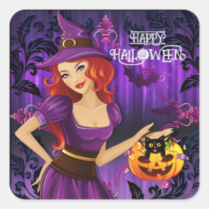 Aangepaste Halloween Schattigee Spooky Whimsical W Vierkante Sticker
