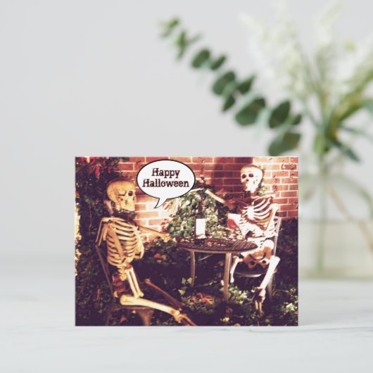 Aangepaste Halloween Skeletten Feesten Kaart (Staand voorkant)