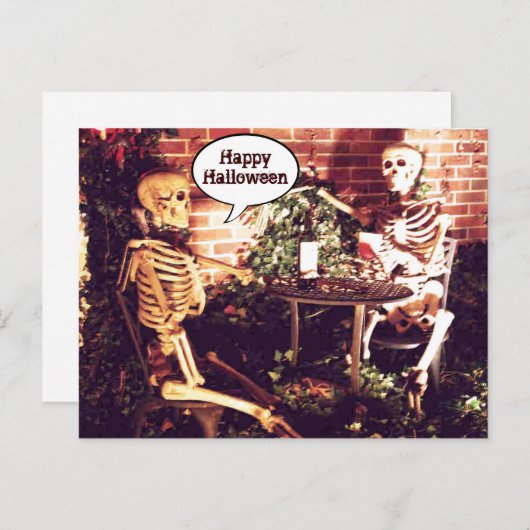 Aangepaste Halloween Skeletten Feesten Kaart (Voorkant / Achterkant)