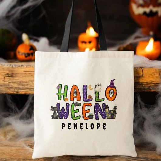 Aangepaste Halloween snoepzak / Kleurrijke Hallowe Tote Bag
