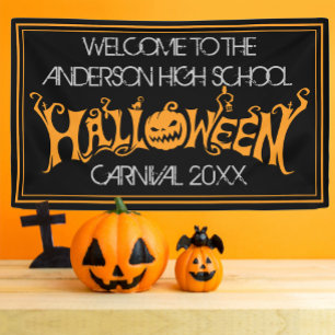 Aangepaste Halloween-spookhuis Carnaval Zwart Spandoek