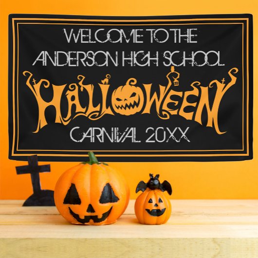 Aangepaste Halloween-spookhuis Carnaval Zwart Spandoek