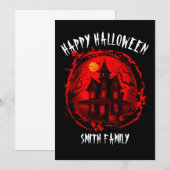 AANGEPASTE HALLOWEEN SPOOKHUIS FAMILIE PARTY KAART (Voorkant / Achterkant)