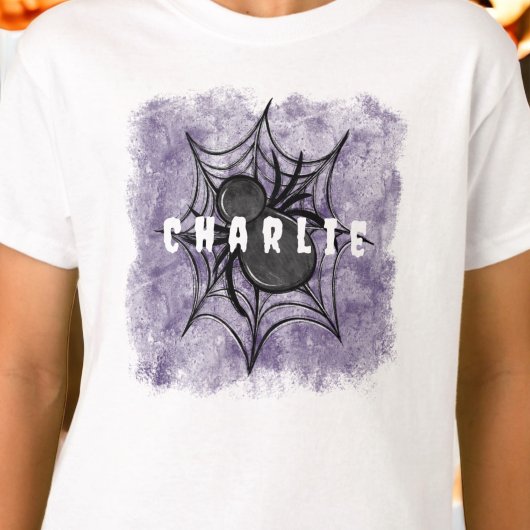 Aangepaste Halloween Spooky Black Spider in het we T-shirt