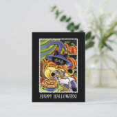 Aangepaste Halloween Taart Heks Zwarte Kat Muis Briefkaart (Staand voorkant)