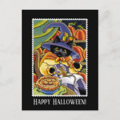 Aangepaste Halloween Taart Heks Zwarte Kat Muis Briefkaart (Voorkant)