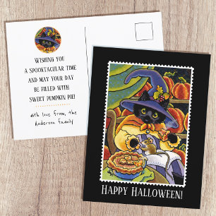 Aangepaste Halloween Taart Heks Zwarte Kat Muis Briefkaart