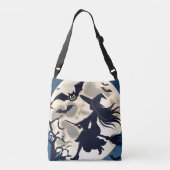 Aangepaste Halloween Tassen, Womens Heks Riding Br Crossbody Tas (Achterkant)