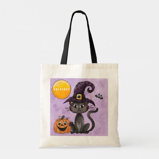 Aangepaste Halloween Trick or treat Black Cat Pump Tote Bag (Achterkant)