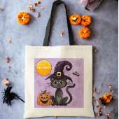 Aangepaste Halloween Trick or treat Black Cat Pump Tote Bag