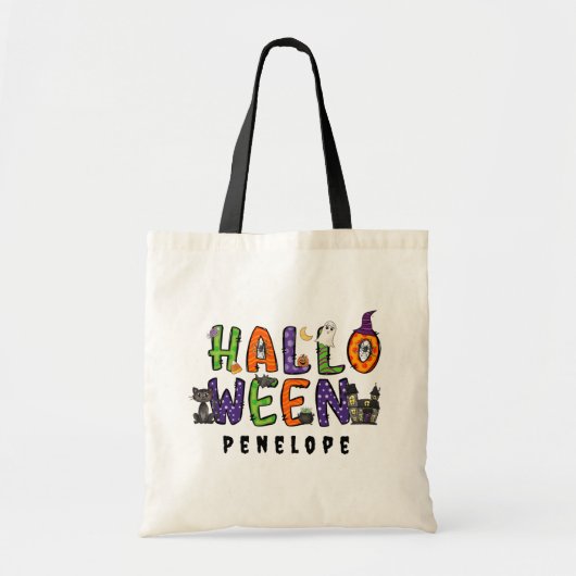 Aangepaste Halloween Trick or treat Feestelijke El Tote Bag (Voorkant)